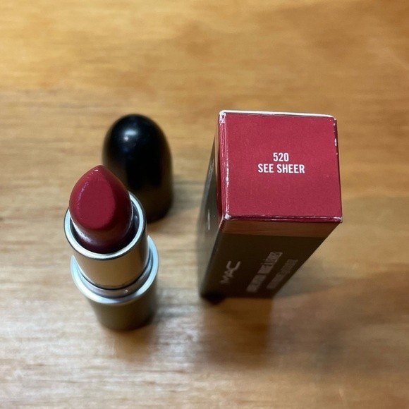MAC Lustre Lipstick NIB 520 See Sheer **Discontinued Color** Peachy Coral Pink - Picture 6 of 7